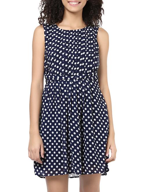 dark blue fit & flare dress - 14567847 - Very Small Image - 1
