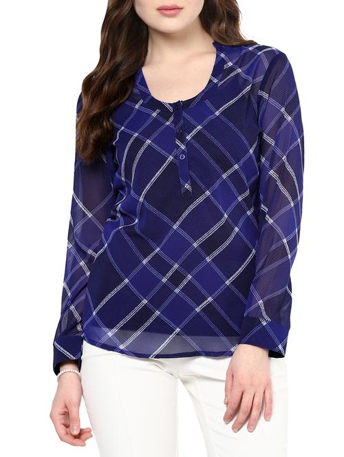 dark blue checkered top - 14567886 - Very Small Image - 1