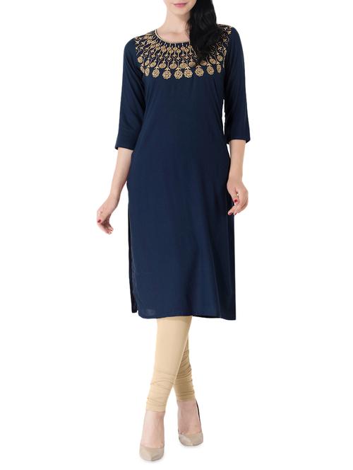 embroidered straight kurta - 14569197 - Very Small Image - 1