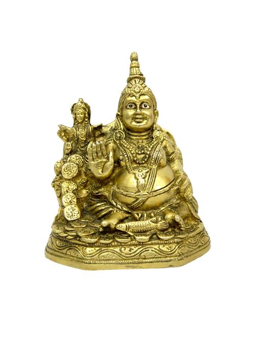 decorative brass statue of kuber with laxmi handicrafts product - 14569507 - Very Small Image - 1