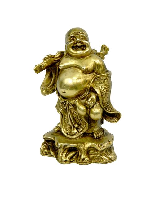 decorative brass statue of laughing buddha handicrafts product - 14569515 - Very Small Image - 1