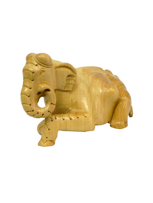 decorative wooden statue of sitting elephant handicrafts product - 14569544 - Very Small Image - 1