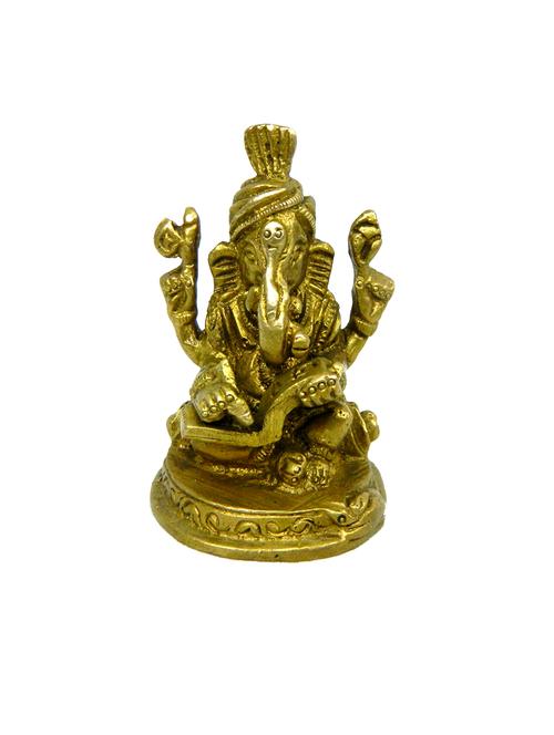 decorative brass god idol of ganesh to reading book handicrafts product - 14569577 - Very Small Image - 1