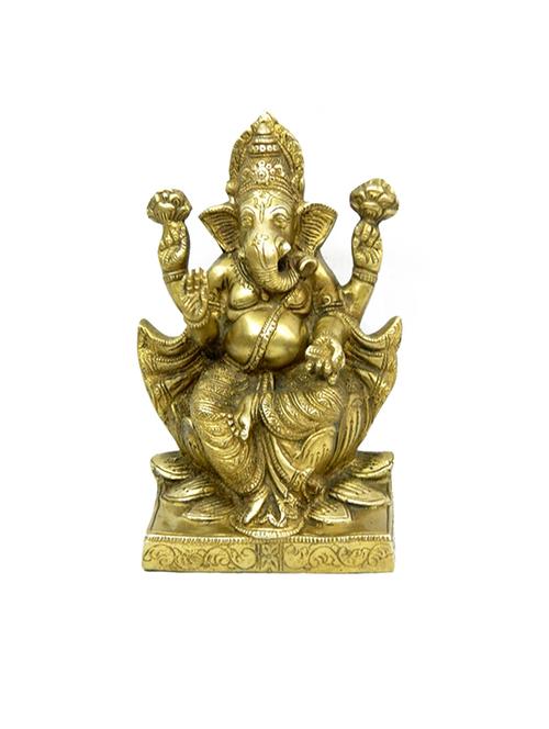 decorative brass sitting ganesh on kamal handicrafts product - 14569618 - Very Small Image - 1