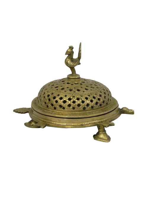 decorative brass tortoise dhoop box handicrafts product - 14569642 - Very Small Image - 1