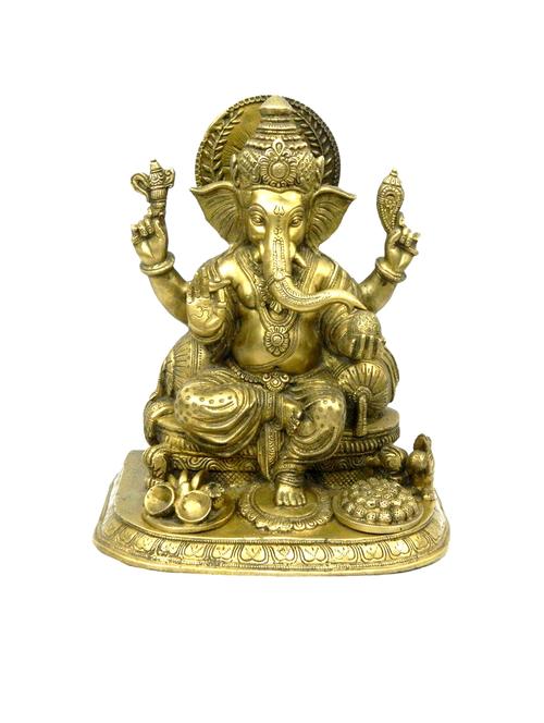 decorative brass religious idol of god ganesh handicrafts product - 14569661 - Very Small Image - 1