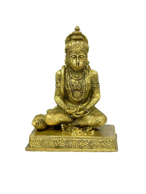 decorative brass religious idol of sitting hanuman handicrafts product - 14569666 - Very Small Image - 1