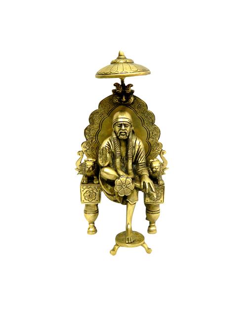 decorative brass god idol of sitting saibaba handicrafts product - 14569769 - Very Small Image - 1