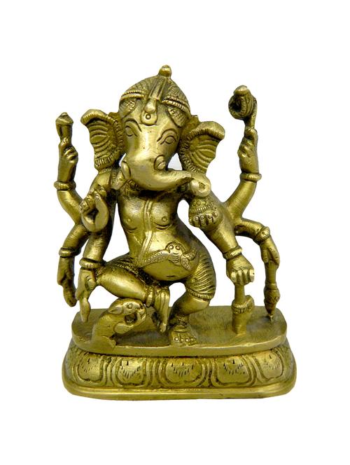 decorative brass statue of dancing ganesh handicrafts product - 14569800 - Very Small Image - 1