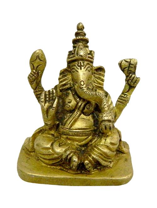 decorative brass god idol of sitting ganesh handicrafts product - 14569804 - Very Small Image - 1