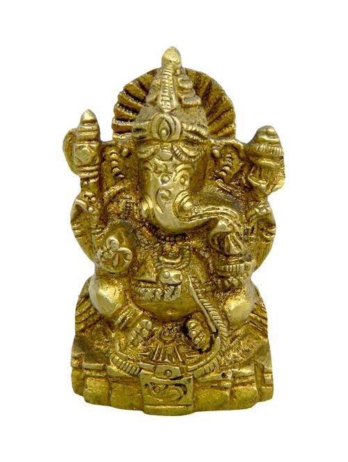 decorative brass god idol of sitting ganesh handicrafts product - 14569805 - Very Small Image - 1