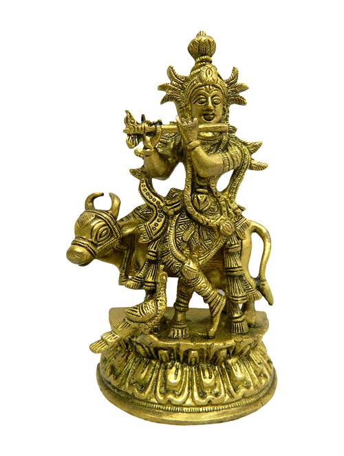 decorative statue of krishna with cow handicrafts product - 14569806 - Very Small Image - 1