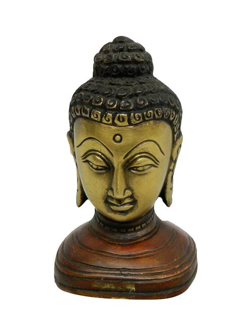 decorative brass statue of buddha face handicrafts product - 14569824 - Very Small Image - 1