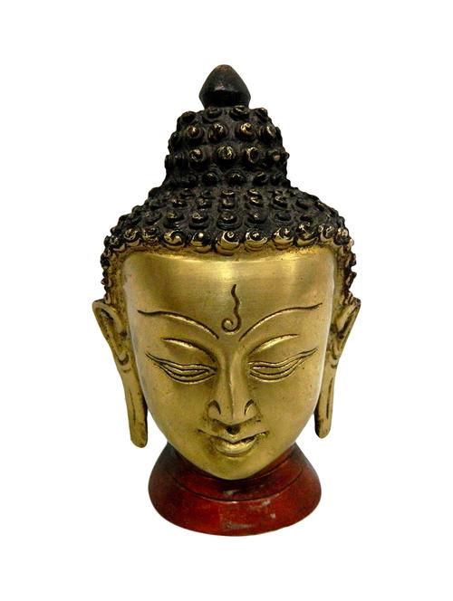 decorative brass statue of buddha face handicrafts product - 14569831 - Very Small Image - 1