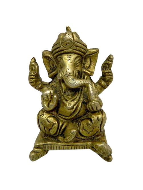 decorative brass statue of sitting ganesh handicrafts product - 14569837 - Very Small Image - 1