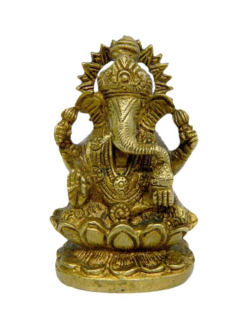 decorative brass ganesh sitting on kamal handicrafts product - 14569843 - Very Small Image - 1