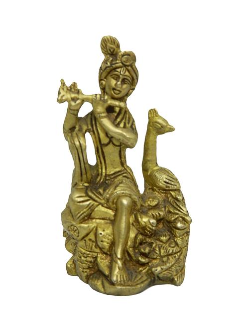 decorative brass statue of sitting krishna handicrafts product - 14569856 - Very Small Image - 1