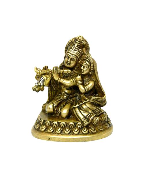decorative brass statue of sitting radha krishna handicrafts product - 14569966 - Very Small Image - 1
