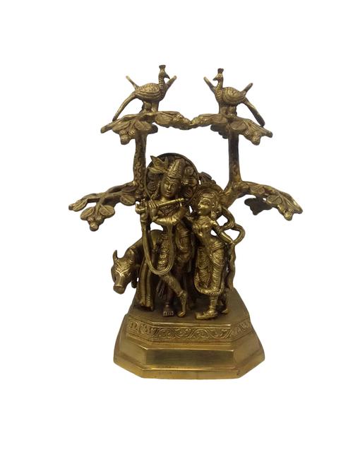 decorative brass statue of radha krishna with tree handicrafts product - 14569986 - Very Small Image - 1