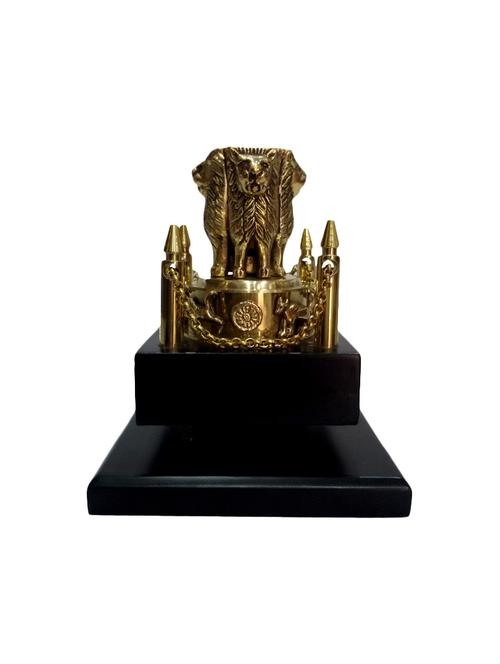 decorative brass wooden ashok stambh with bajath handicrafts product - 14570008 - Very Small Image - 1