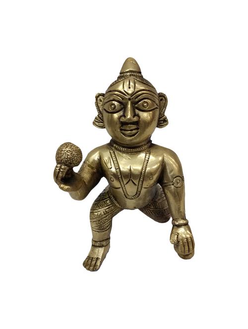 decorative brass religious idol of bal krishna handicrafts product - 14570040 - Very Small Image - 1
