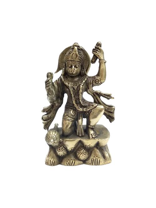 decorative brass religious god statue of kirtan hanuman handicrafts product - 14570065 - Very Small Image - 1