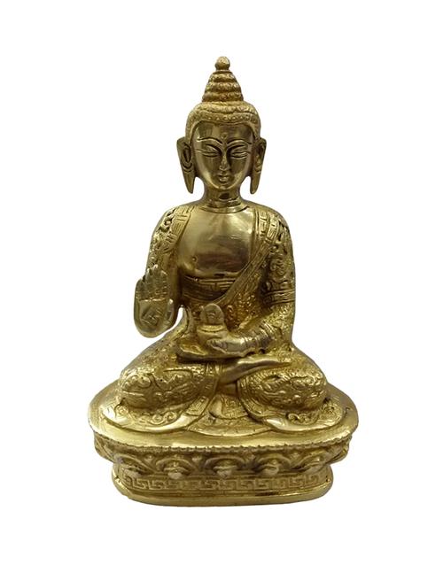 decorative brass statue of sitting buddha handicrafts product - 14570072 - Very Small Image - 1