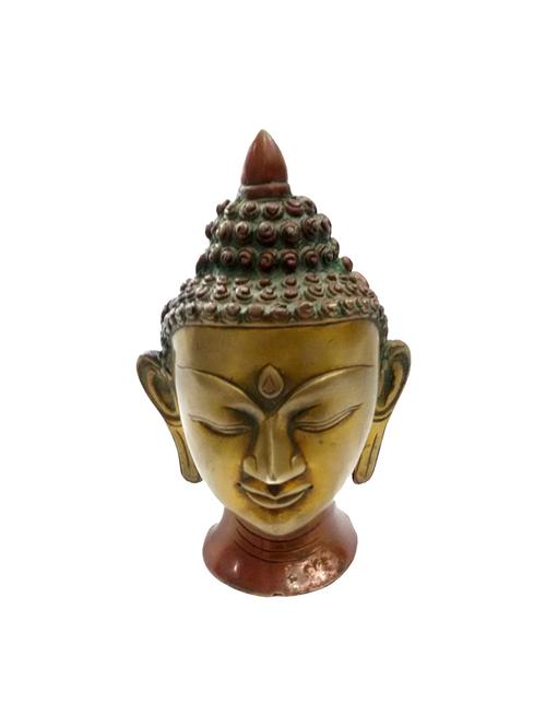 decorative brass statue of buddha face handicrafts product - 14570078 - Very Small Image - 1