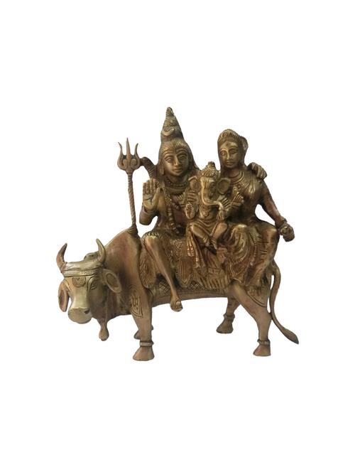 decorative brass religious god statue of shiv family handicrafts product - 14570096 - Very Small Image - 1