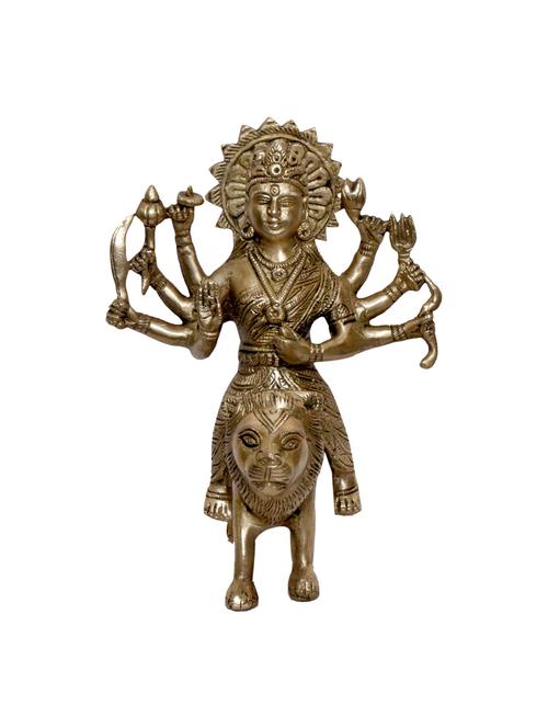 decorative brass idol of ambe maa sitting on lion handicrafts product - 14570105 - Very Small Image - 1