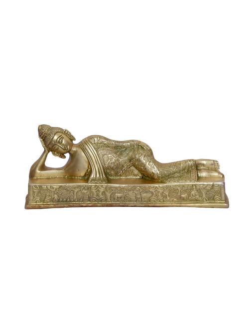decorative brass medium size statue of buddha sleeping handicrafts product - 14570108 - Very Small Image - 1