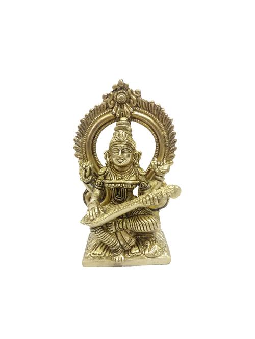 decorative brass kaman saraswati devi statue handicrafts product - 14570121 - Very Small Image - 1