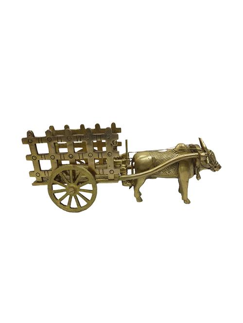 decorative brass medium size statue of bullock cart handicrafts product - 14570153 - Very Small Image - 1