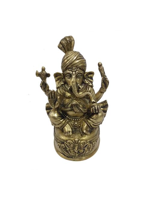 decorative brass statue of turban ganesh handicrafts product - 14570157 - Very Small Image - 1