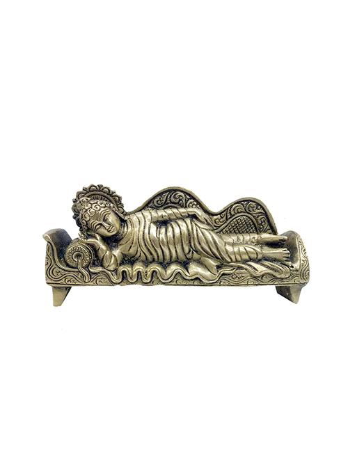 decorative brass medium statue of sleeping buddha handicrafts product - 14570165 - Very Small Image - 1