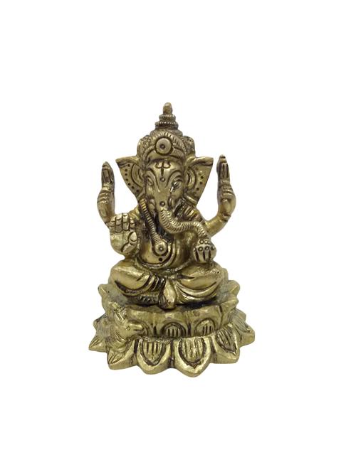 decorative brass statue of sitting ganesh handicrafts product - 14570185 - Very Small Image - 1