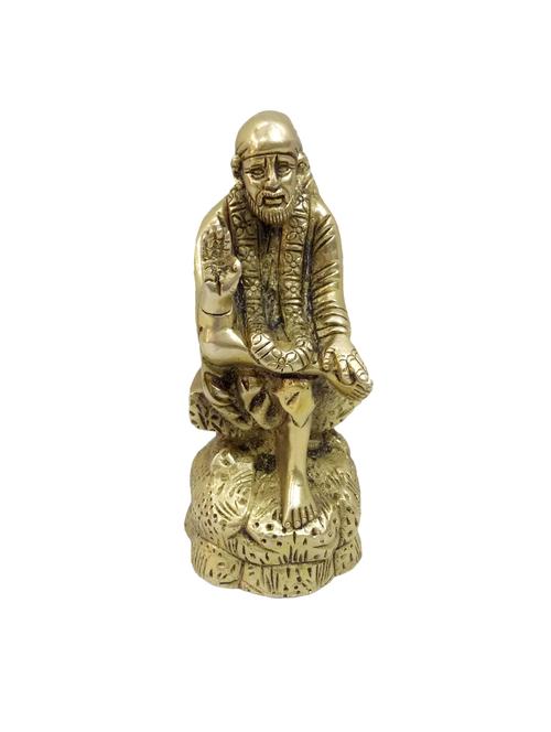 decorative brass statue of sitting saibaba handicrafts product - 14570192 - Very Small Image - 1