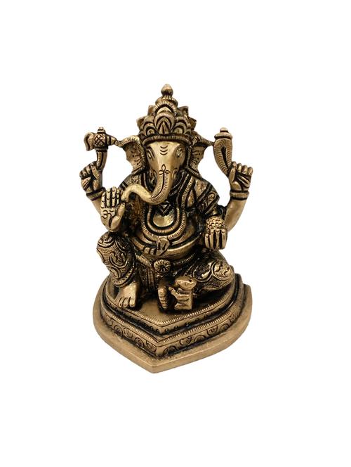 decorative brass statue of sitting ganesh handicrafts product - 14570204 - Very Small Image - 1