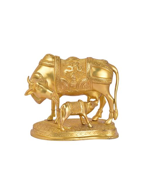 decorative brass statue of cow with its baby cow handicrafts product - 14570288 - Very Small Image - 1