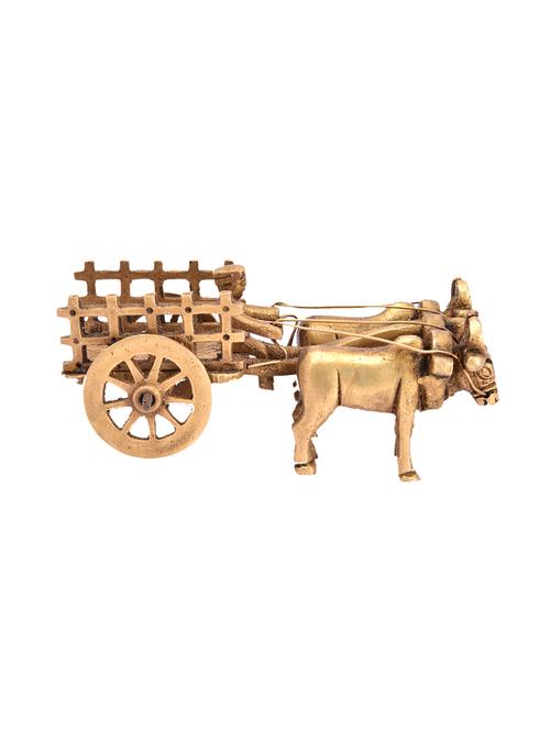 decorative brass small statue of ox cart handicrafts product - 14570295 - Very Small Image - 1