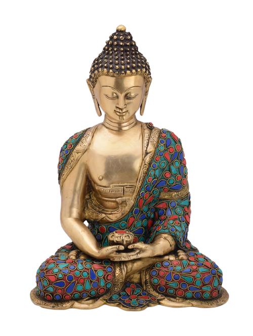 decorative buddha with multicolor stone work multicolor handicrafts product - 14570470 - Very Small Image - 1