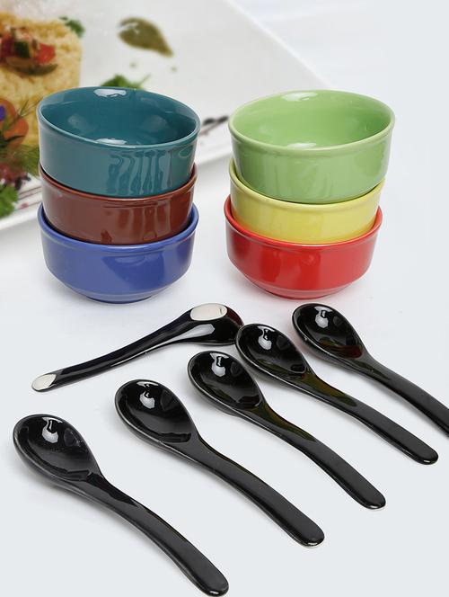set of 6 stoneware multicolored soup set - 14571691 - Very Small Image - 1