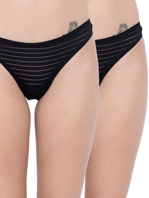 set of 2 black striped panty - 14572788 - Very Small Image - 1