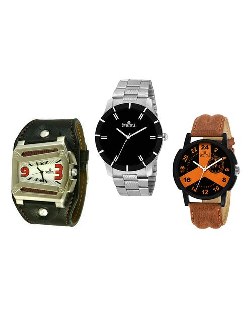 swisstyle anolog multi-color dial men's watch set of 3 - 14573404 - Very Small Image - 1