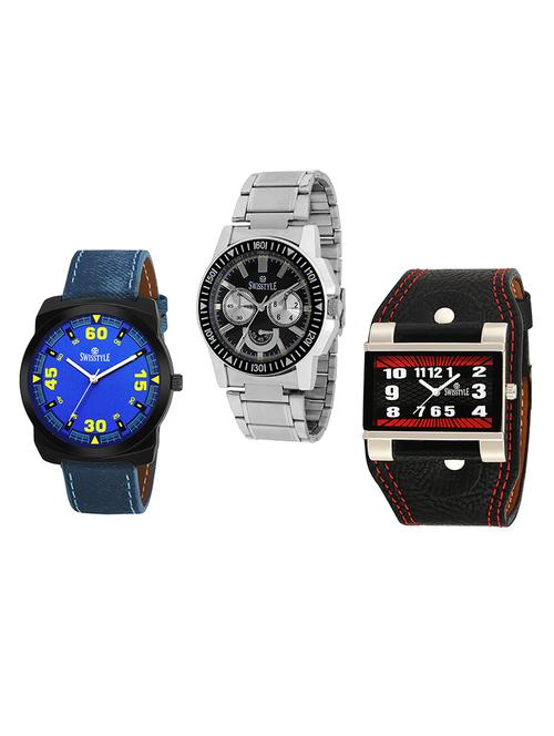 swisstyle anolog multi-color dial men's watch combo - 14573405 - Very Small Image - 1