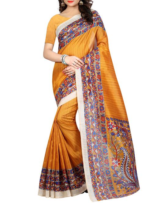 yellow bhagalpuri saree with blouse - 14573462 - Very Small Image - 1