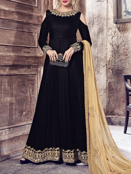 black velvet semistitched suit - 14573628 - Very Small Image - 1