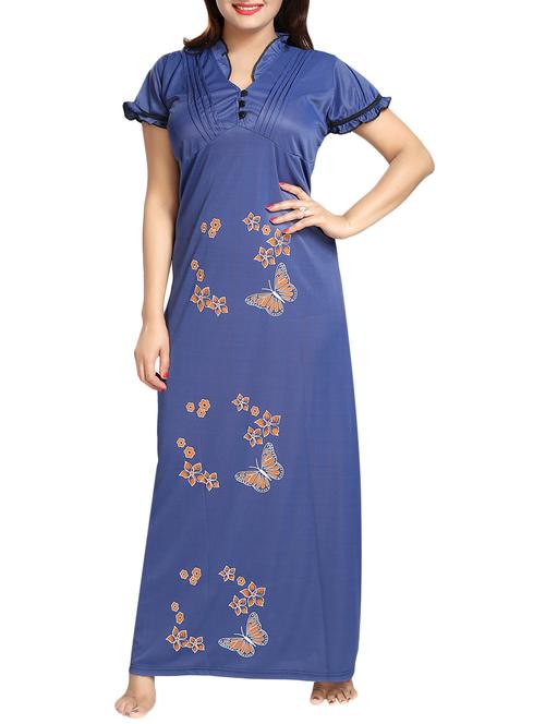 blue printed nightwear gown - 14574185 - Very Small Image - 1