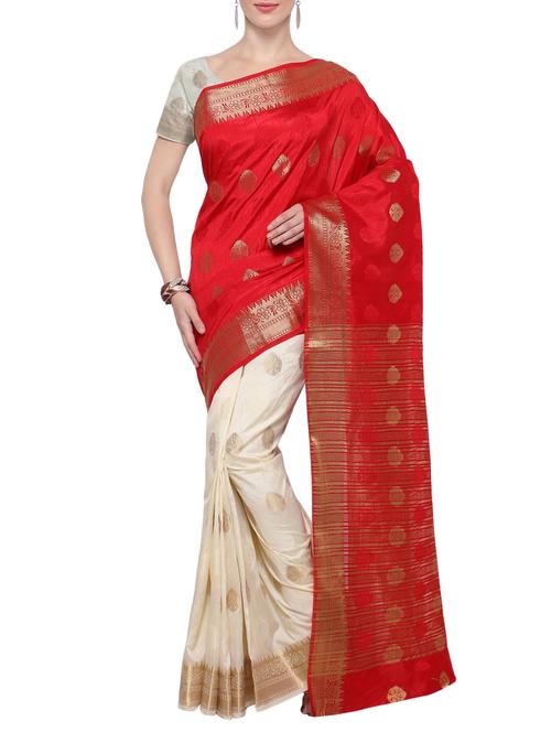 red banarasi saree with blouse - 14574242 - Very Small Image - 1