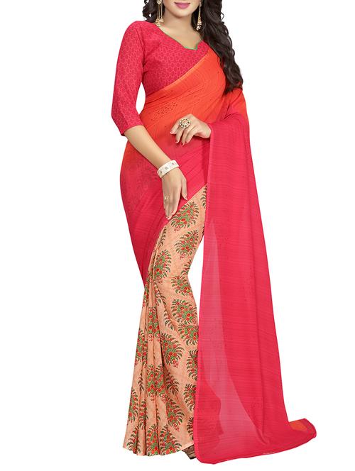 pink half & half saree with blouse - 14574434 - Very Small Image - 1